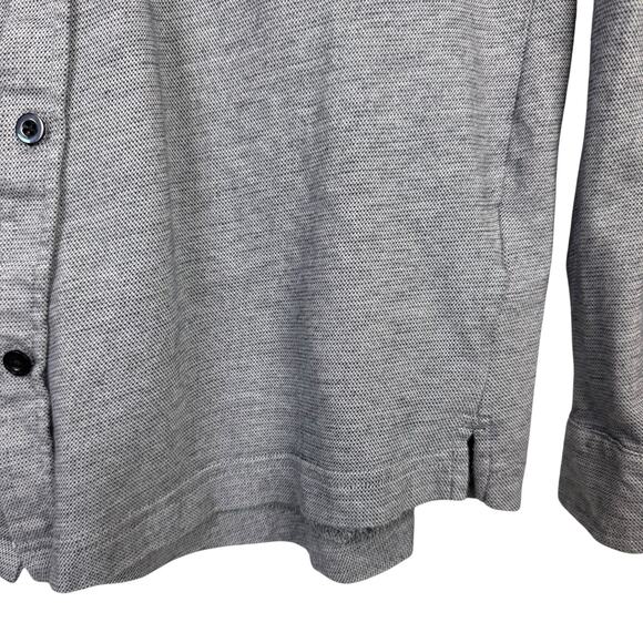 Robert Barakett Gray Knit 100% Cotton Button Up Long Sleeve Collared Shirt - Picture 4 of 8